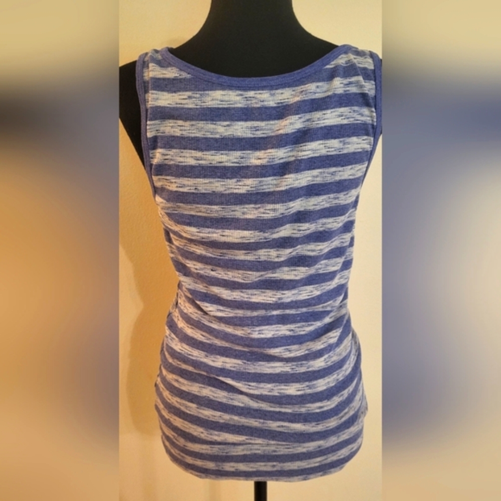 Casual Purple & Gray Striped‎ Women's Tank Top (Size L) - Picture 7 of 11